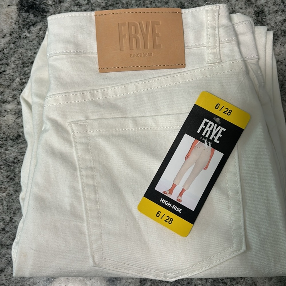 Frye High-Rise Crop Jeans Cuffed Hem WHITE Women's Size 4/27 6/28 NWT - Picture 8 of 9